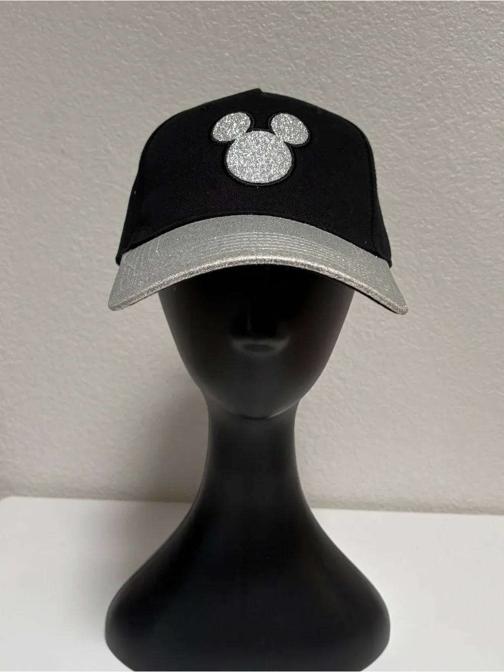Disney Black Cap with Silver Glitter Mouse Emblem